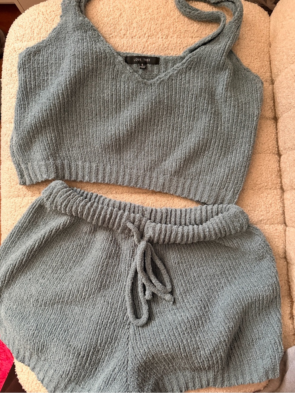 Love Tree Soft Knit V‑Neck Tank in Dusty Blue